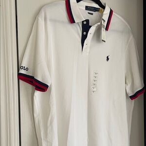 Polo by Ralph Lauren White Polo with Navy and Red Trim